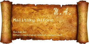 Malitsky Alfonz névjegykártya